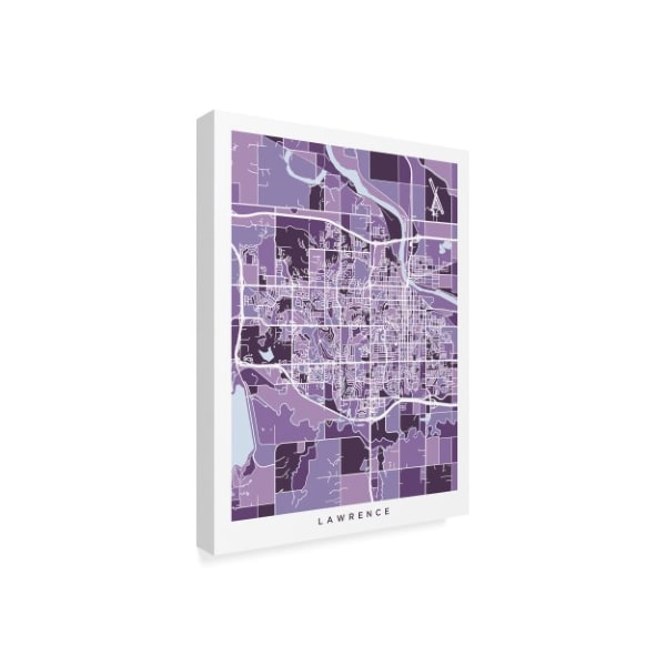 Michael Tompsett 'Lawrence Kansas City Map Purple' Canvas Art,18x24